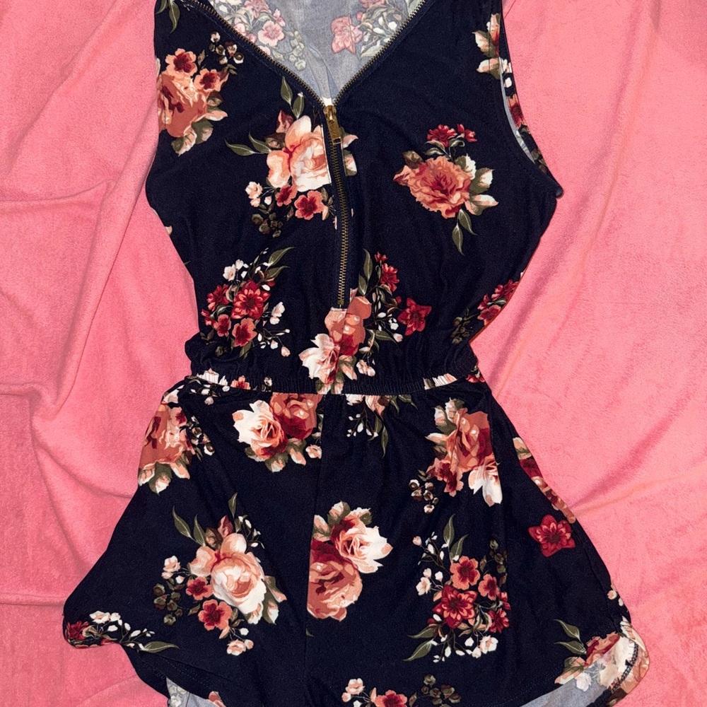 Forever 21 Floral Black Romper